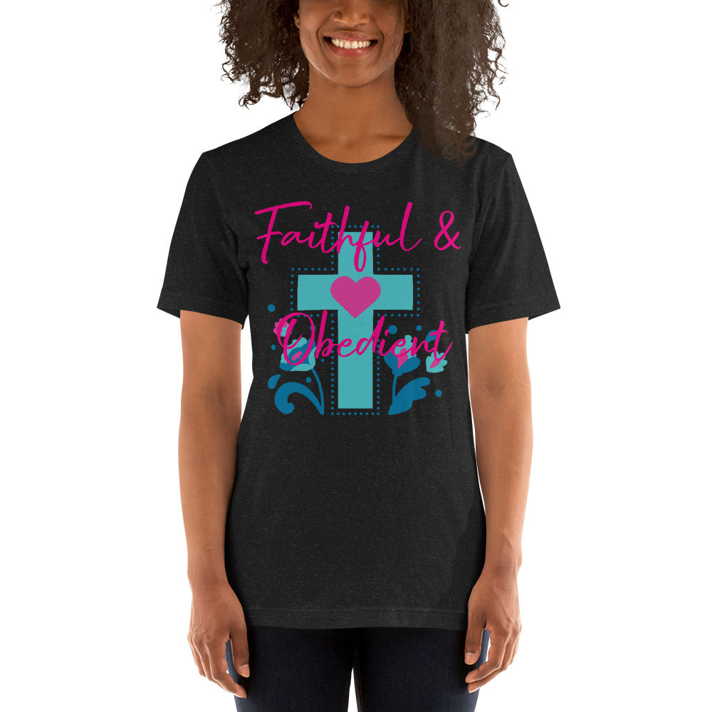 Faithful & Obedient Blue Cross Unisex t-shirt