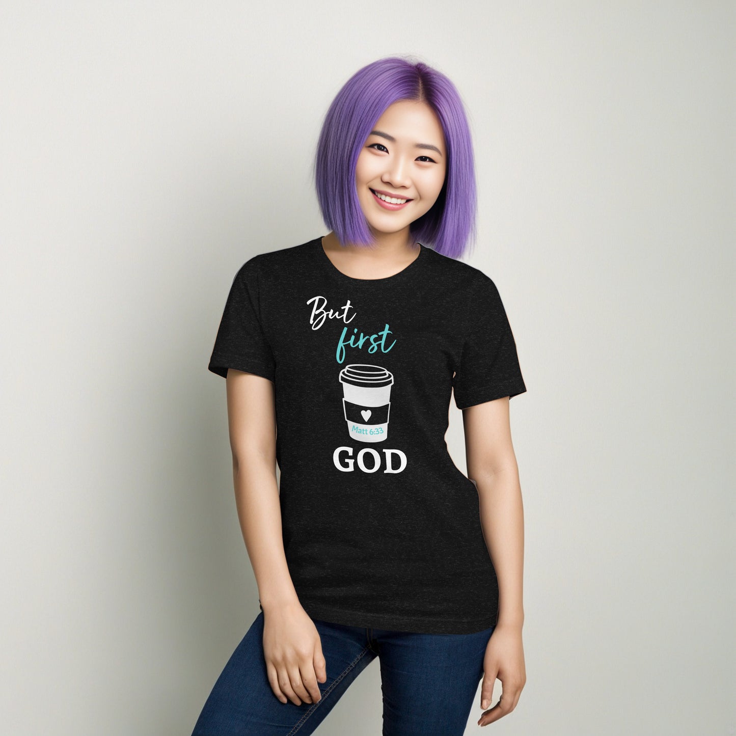 But first GOD Coffee Cup Heart (Matt 6:33) Unisex T-Shirt