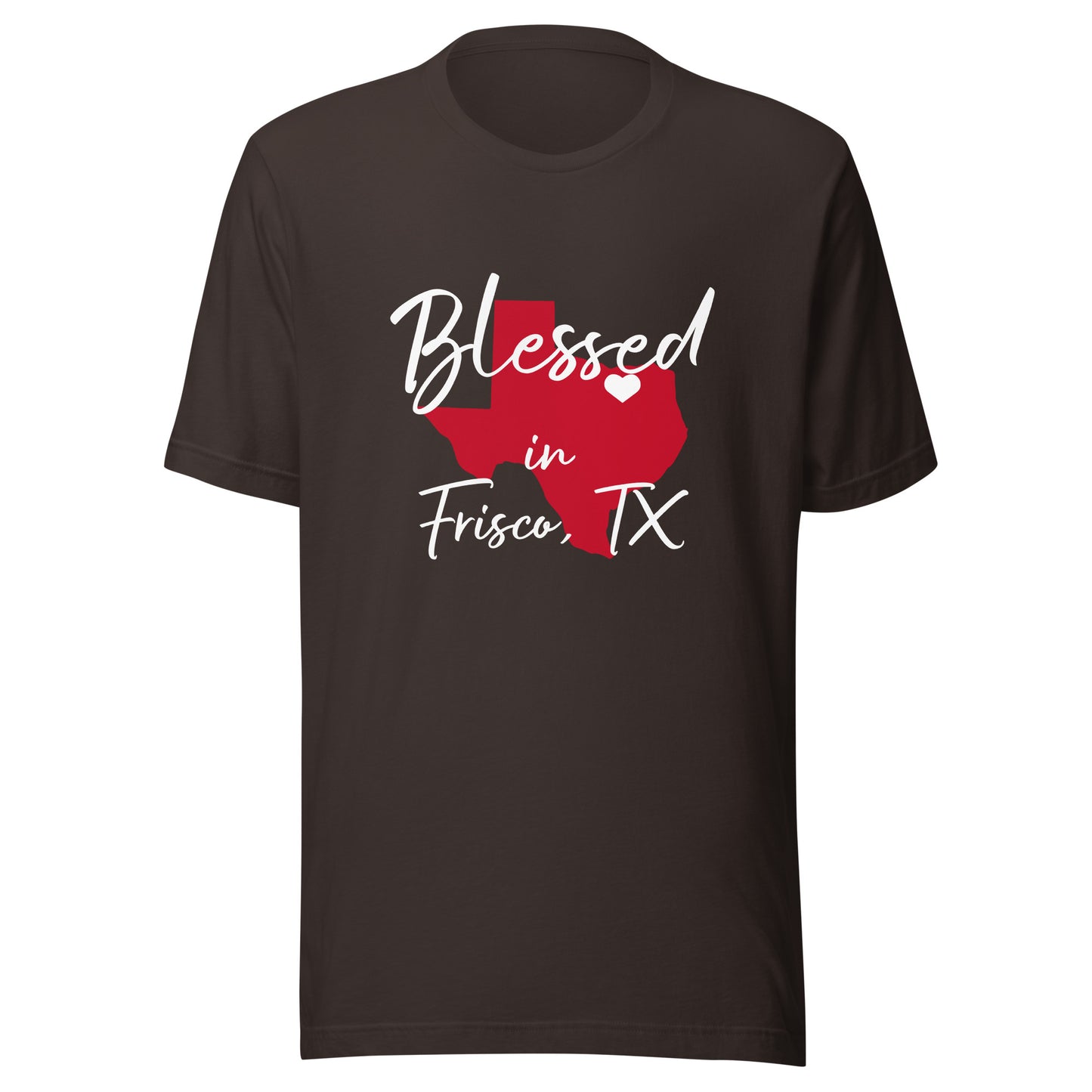Blessed in Frisco, TX Red/ White Heart Unisex t-shirt