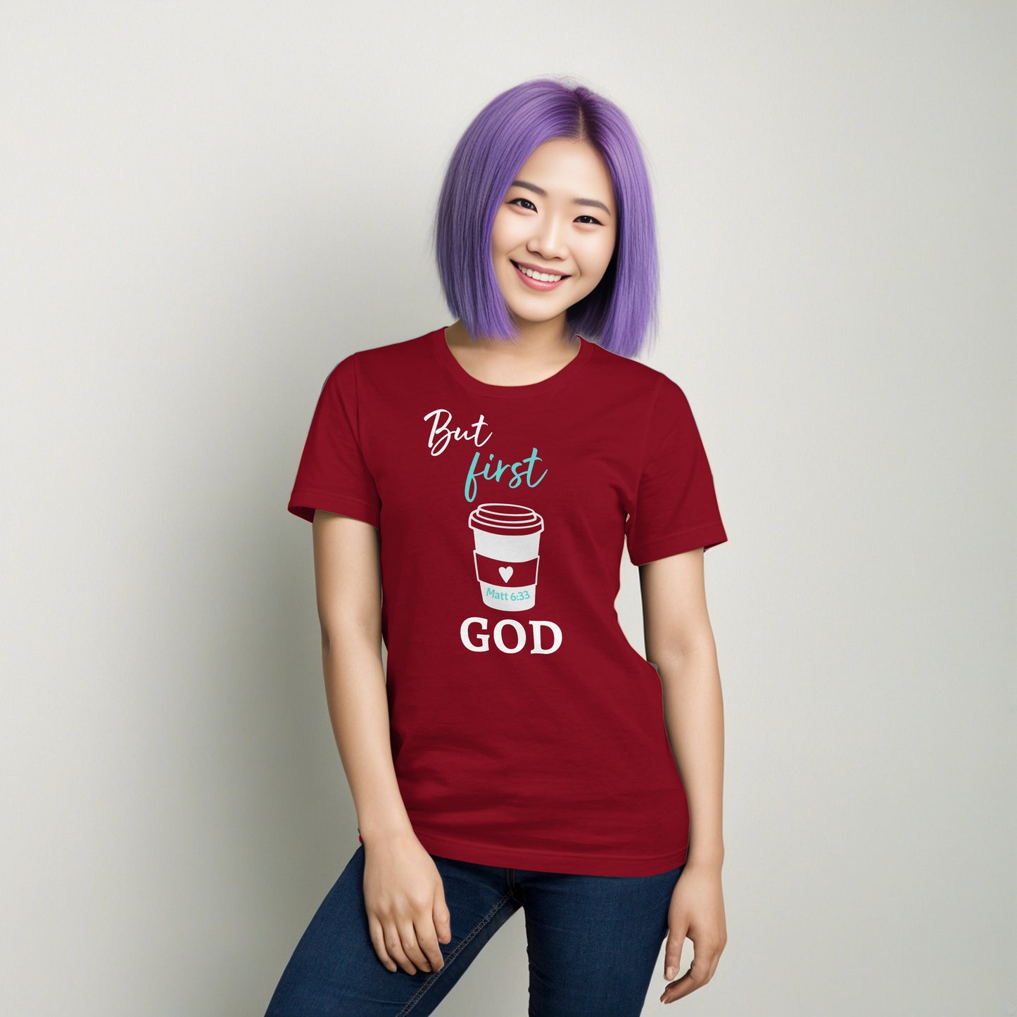 But first GOD Coffee Cup Heart (Matt 6:33) Unisex T-Shirt