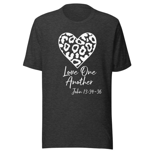 Leopard Heart Love One Another JN 13:34-36 Unisex t-shirt