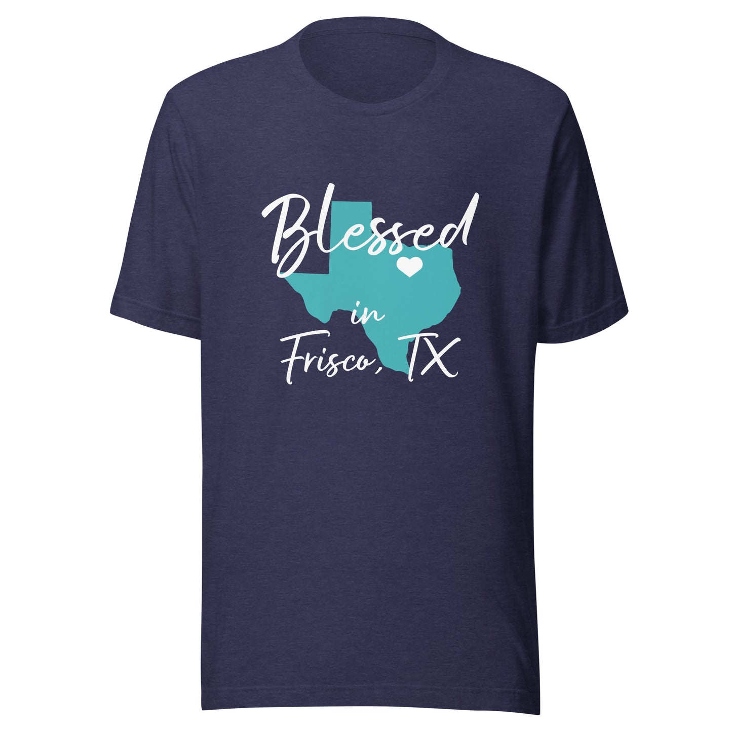 Blessed in Frisco, TX Heart White Unisex t-shirt