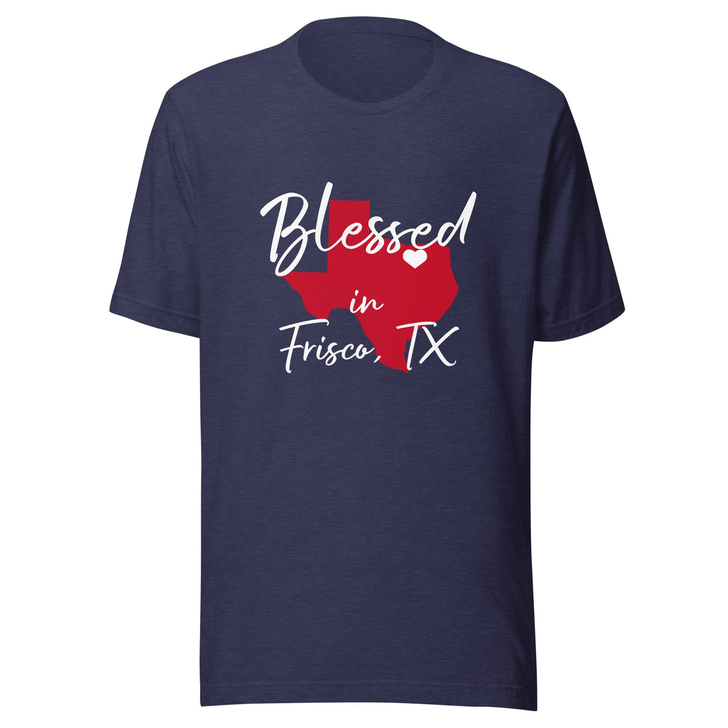 Blessed in Frisco, TX Red/ White Heart Unisex t-shirt