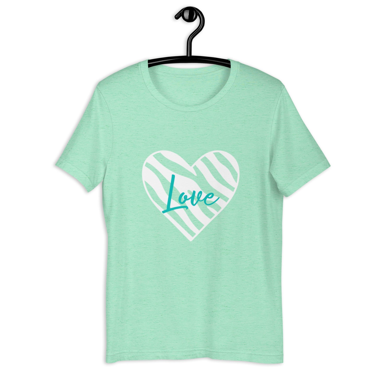 Love Zebra Heart White/Teal Unisex t-shirt (Spring)