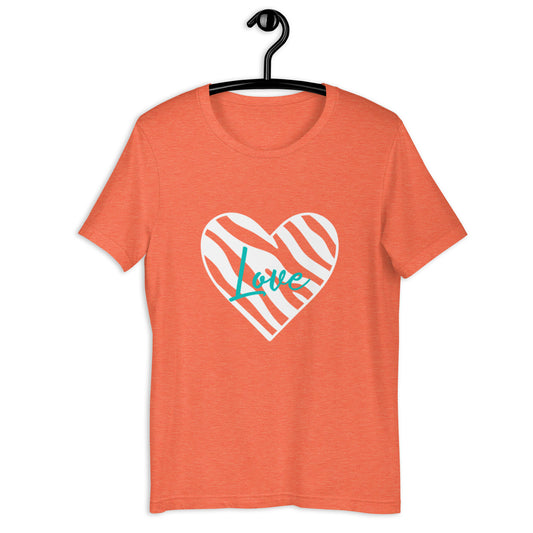 Love Zebra Heart White/Teal Unisex t-shirt (Spring)