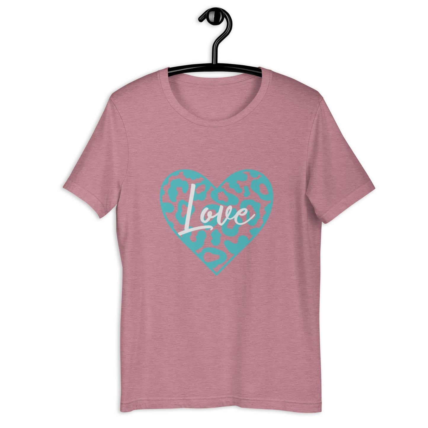 Love Leopard Heart Teal Unisex t-shirt (Spring)