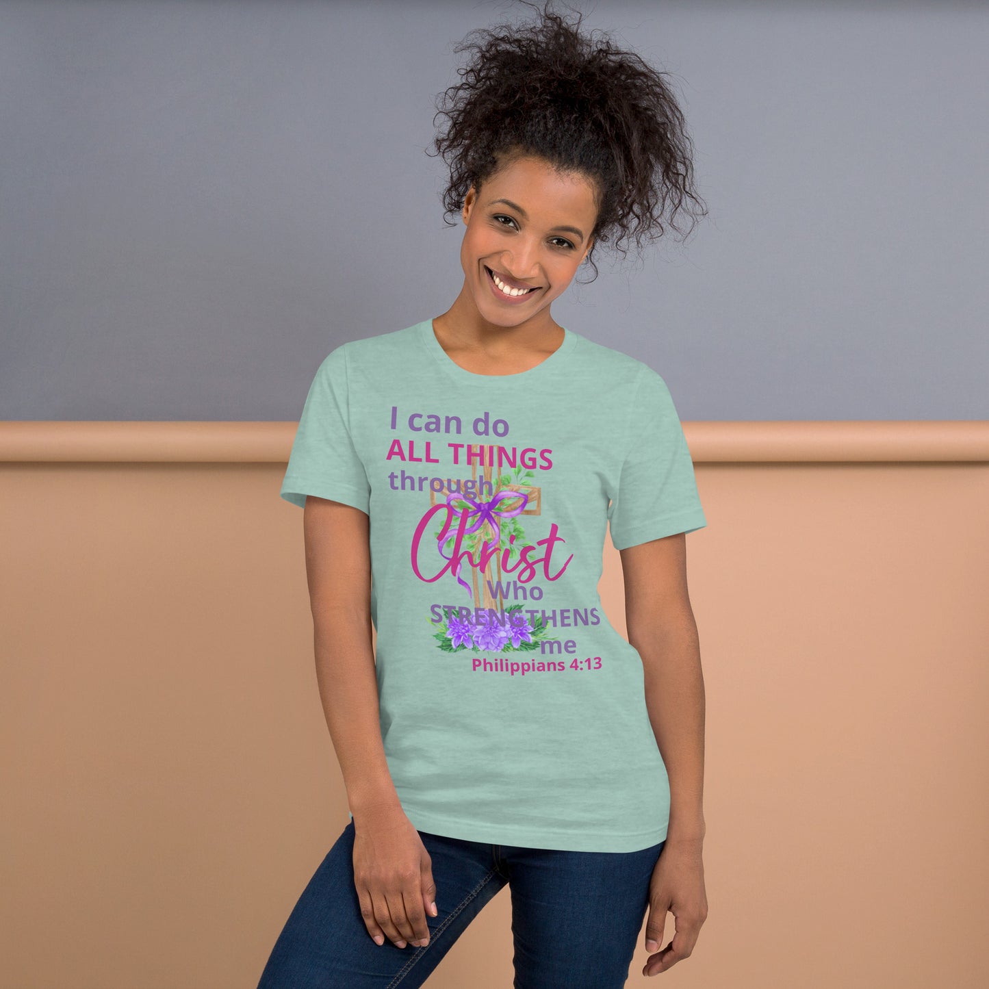 I Can Do All Things Through Christ Floral Phi 4:13 Unisex T-shirt