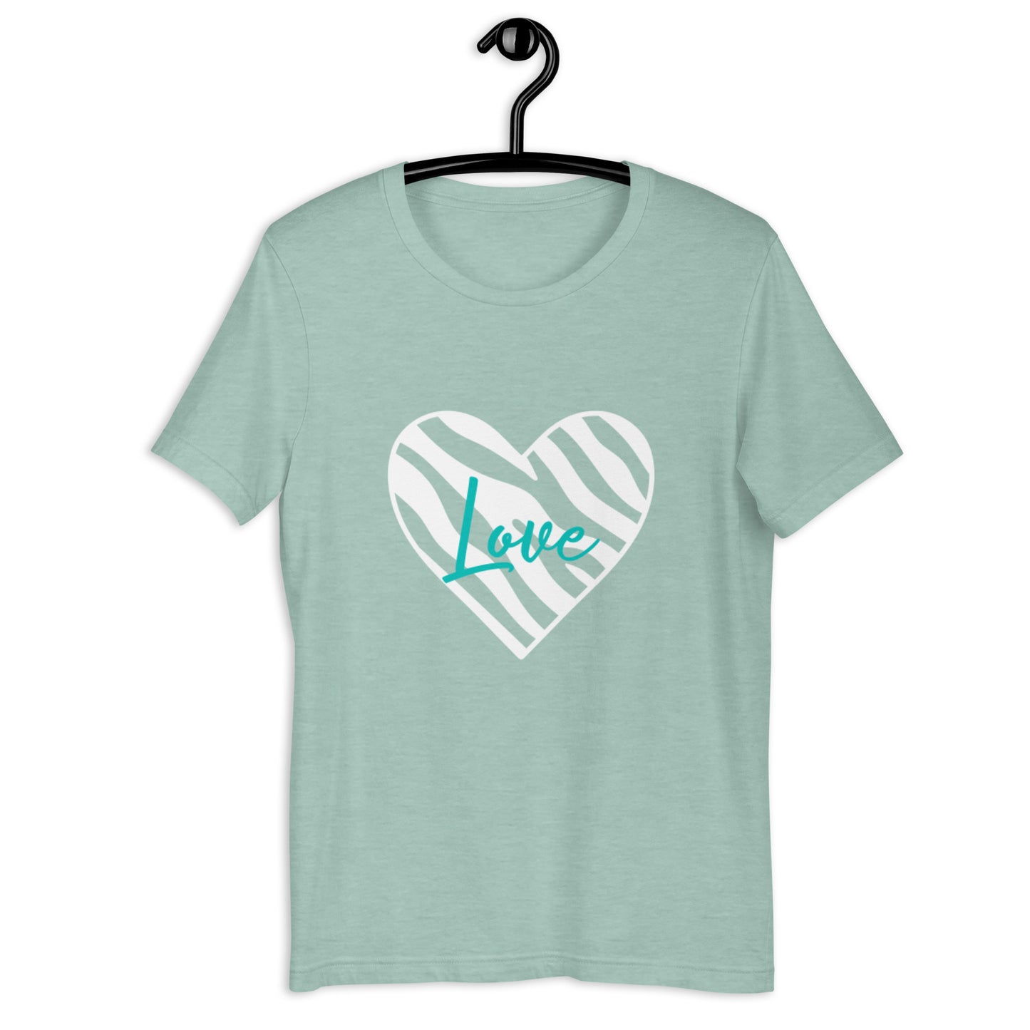 Love Zebra Heart White/Teal Unisex t-shirt (Spring)