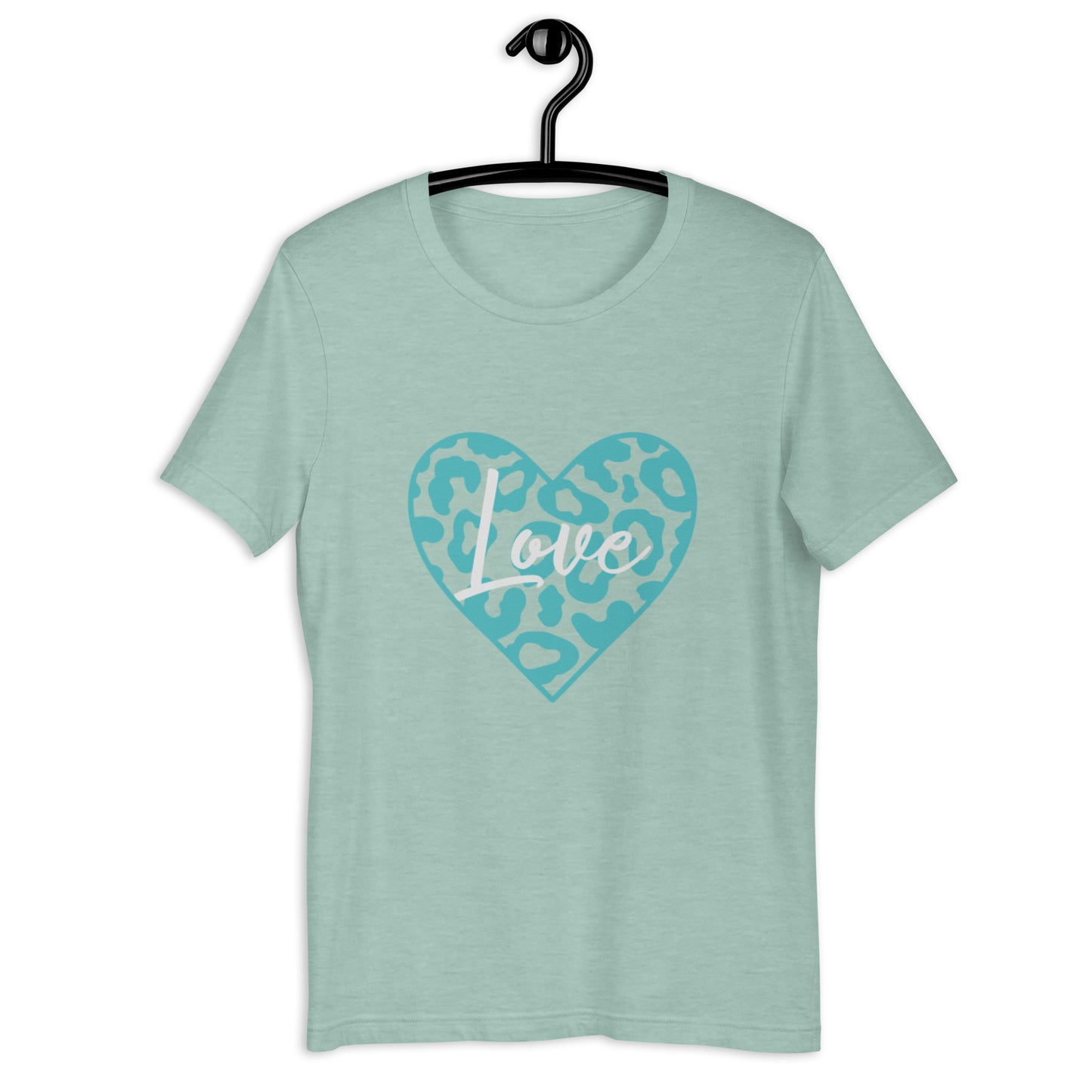 Love Leopard Heart Teal Unisex t-shirt (Spring)