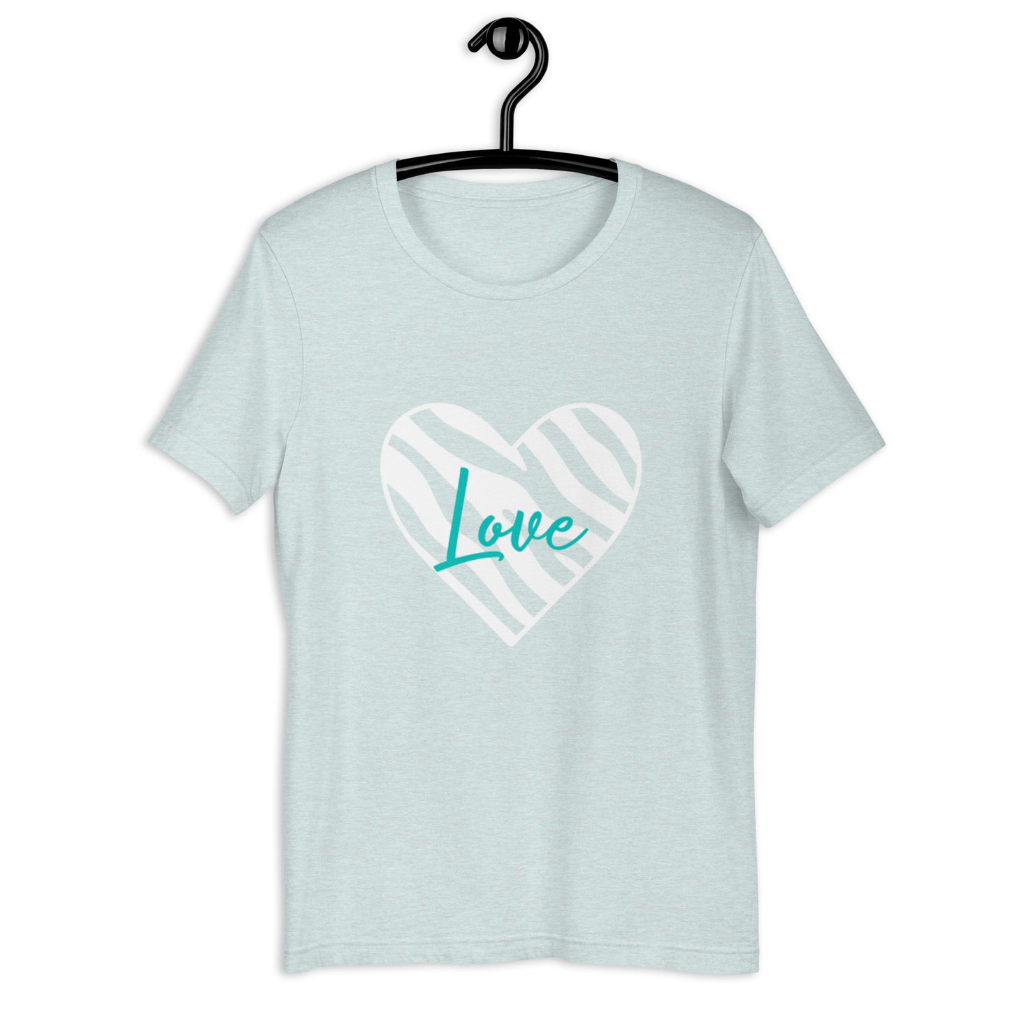 Love Zebra Heart White/Teal Unisex t-shirt (Spring)
