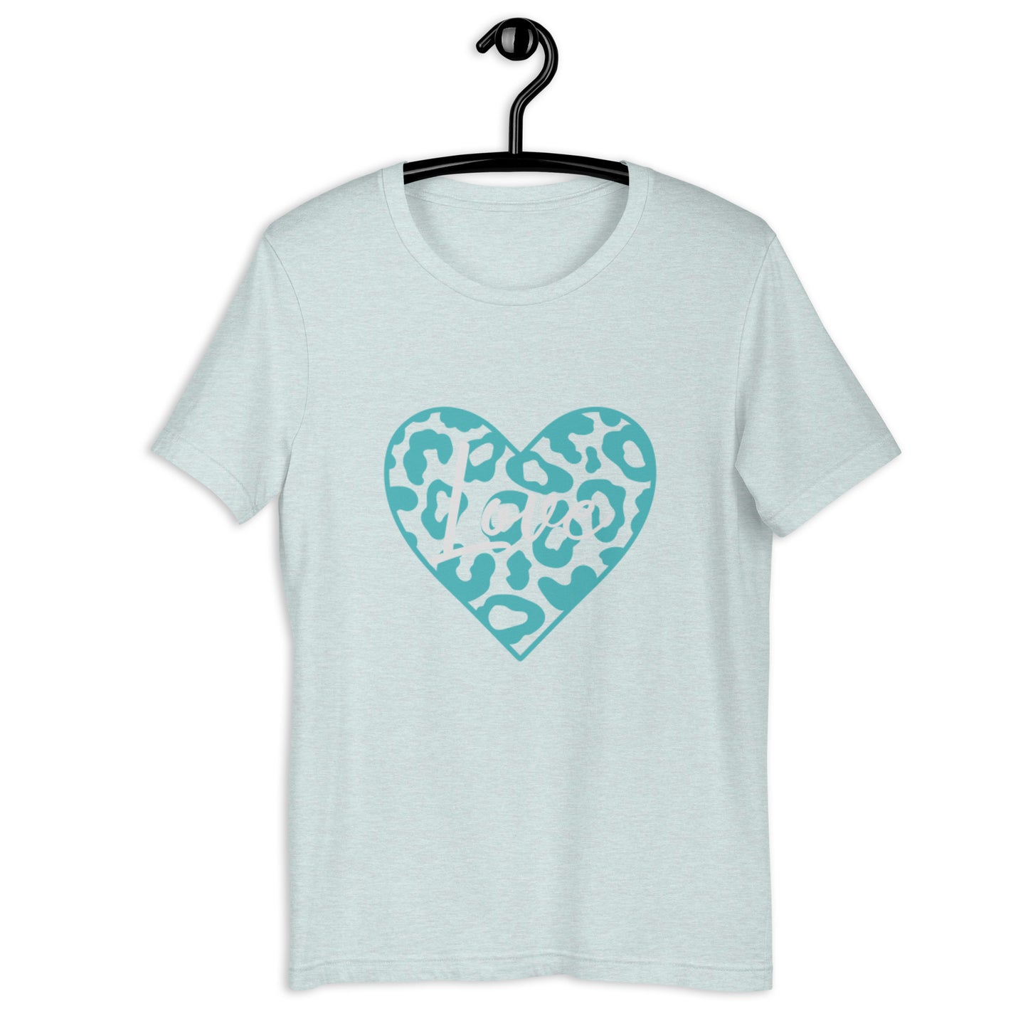 Love Leopard Heart Teal Unisex t-shirt (Spring)