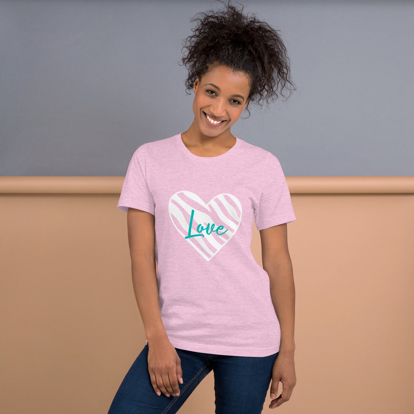 Love Zebra Heart White/Teal Unisex t-shirt (Spring)