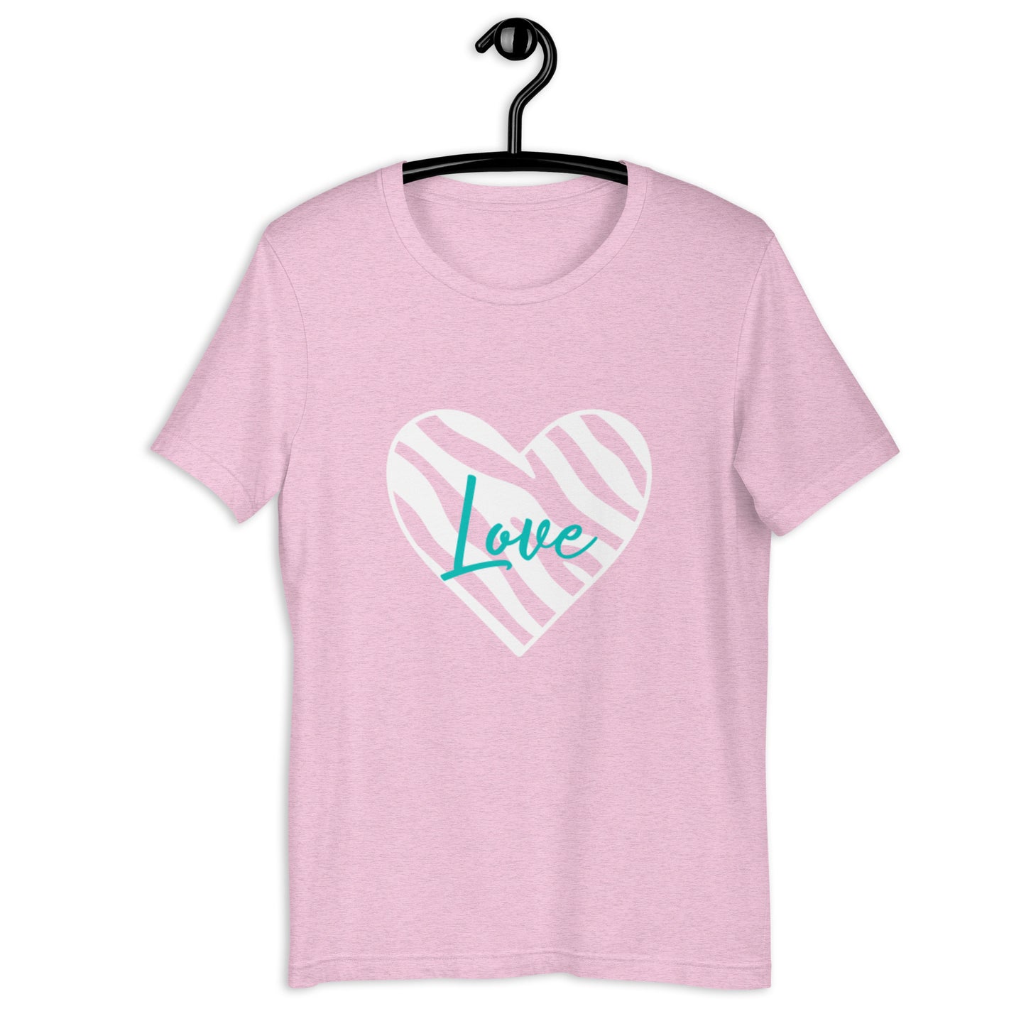Love Zebra Heart White/Teal Unisex t-shirt (Spring)