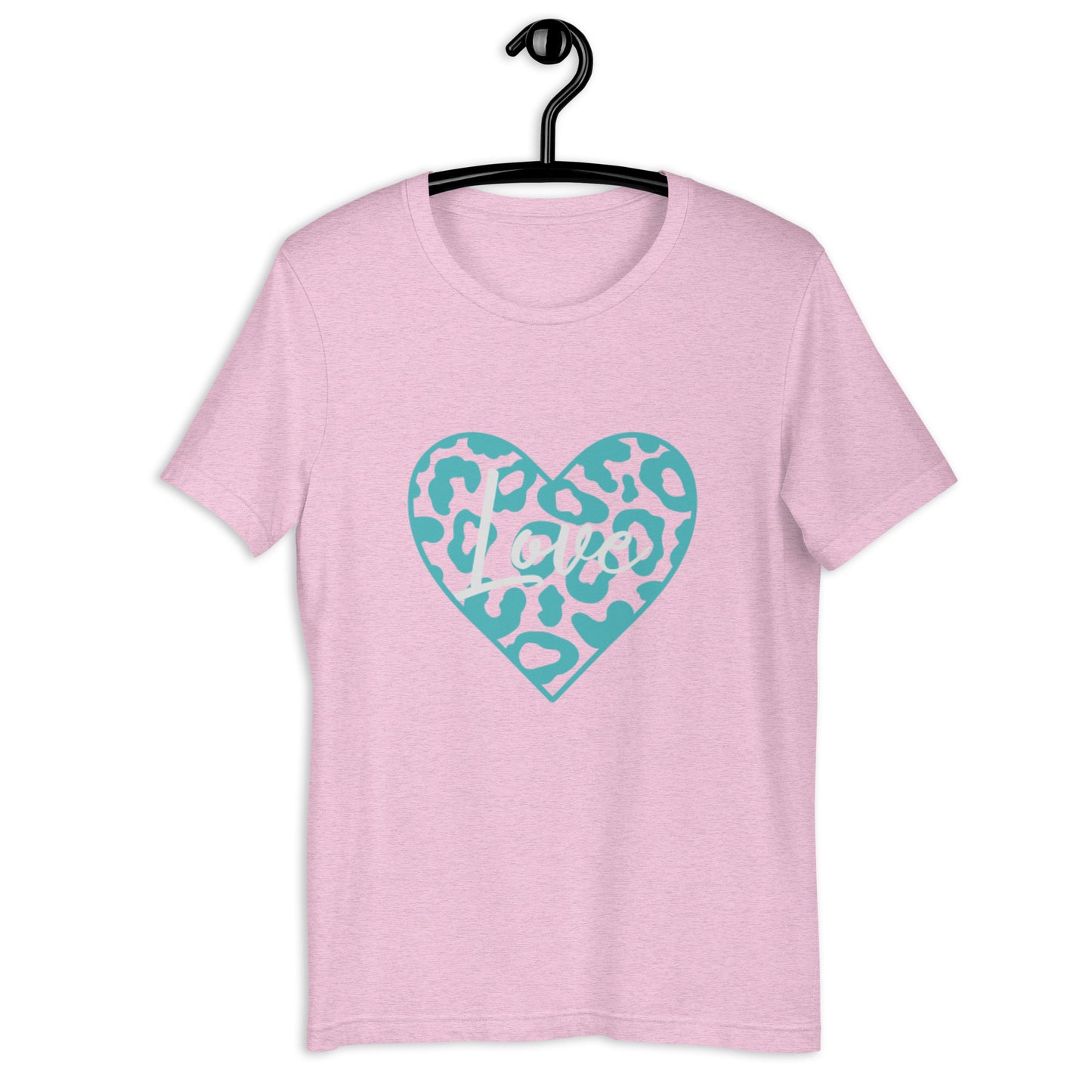 Love Leopard Heart Teal Unisex t-shirt (Spring)
