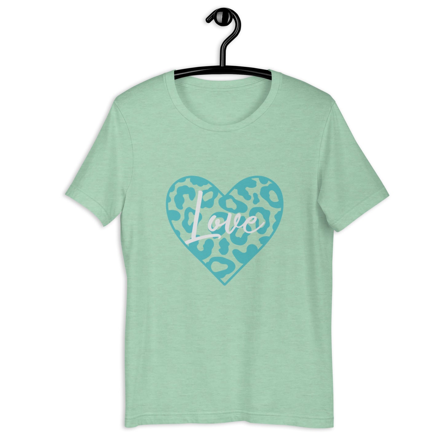 Love Leopard Heart Teal Unisex t-shirt (Spring)