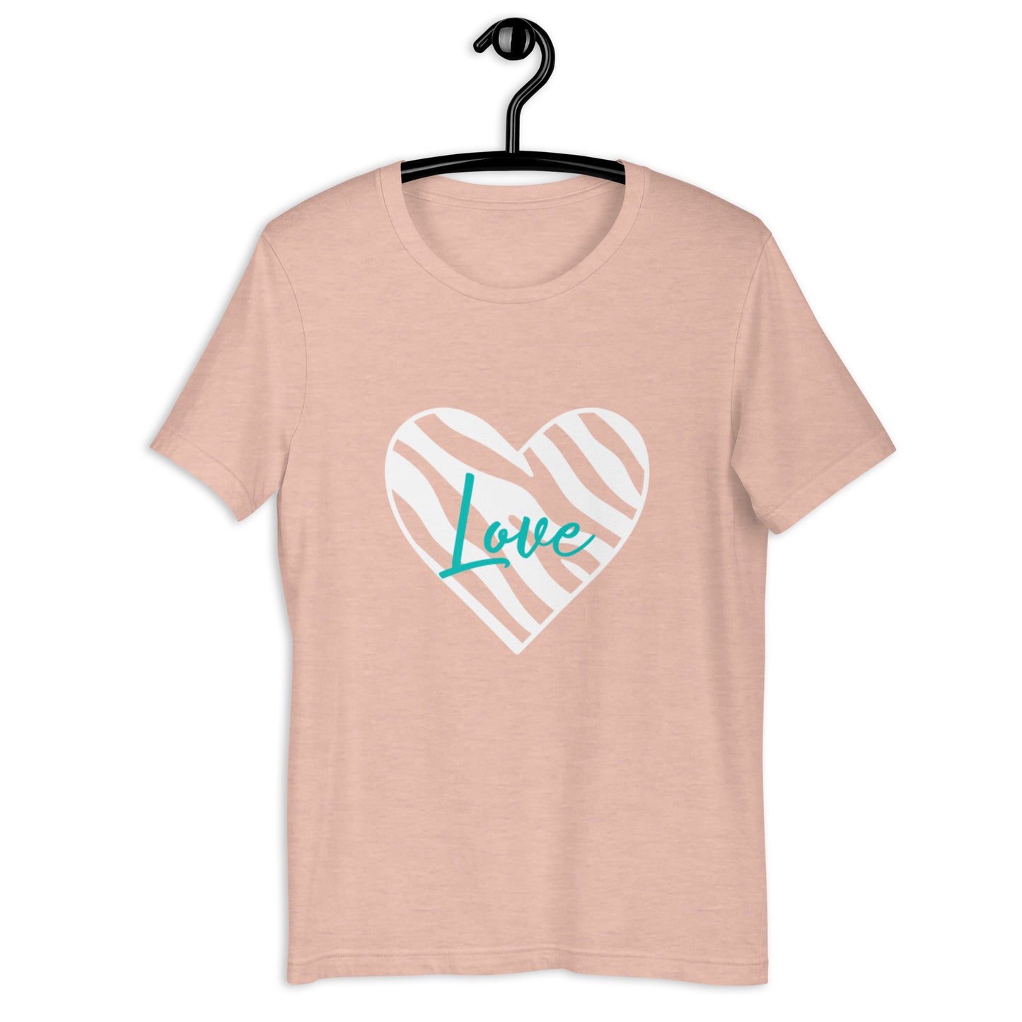 Love Zebra Heart White/Teal Unisex t-shirt (Spring)