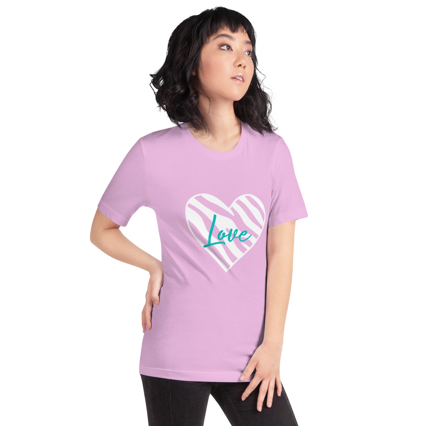 Love Zebra Heart White/Teal Unisex t-shirt (Spring)