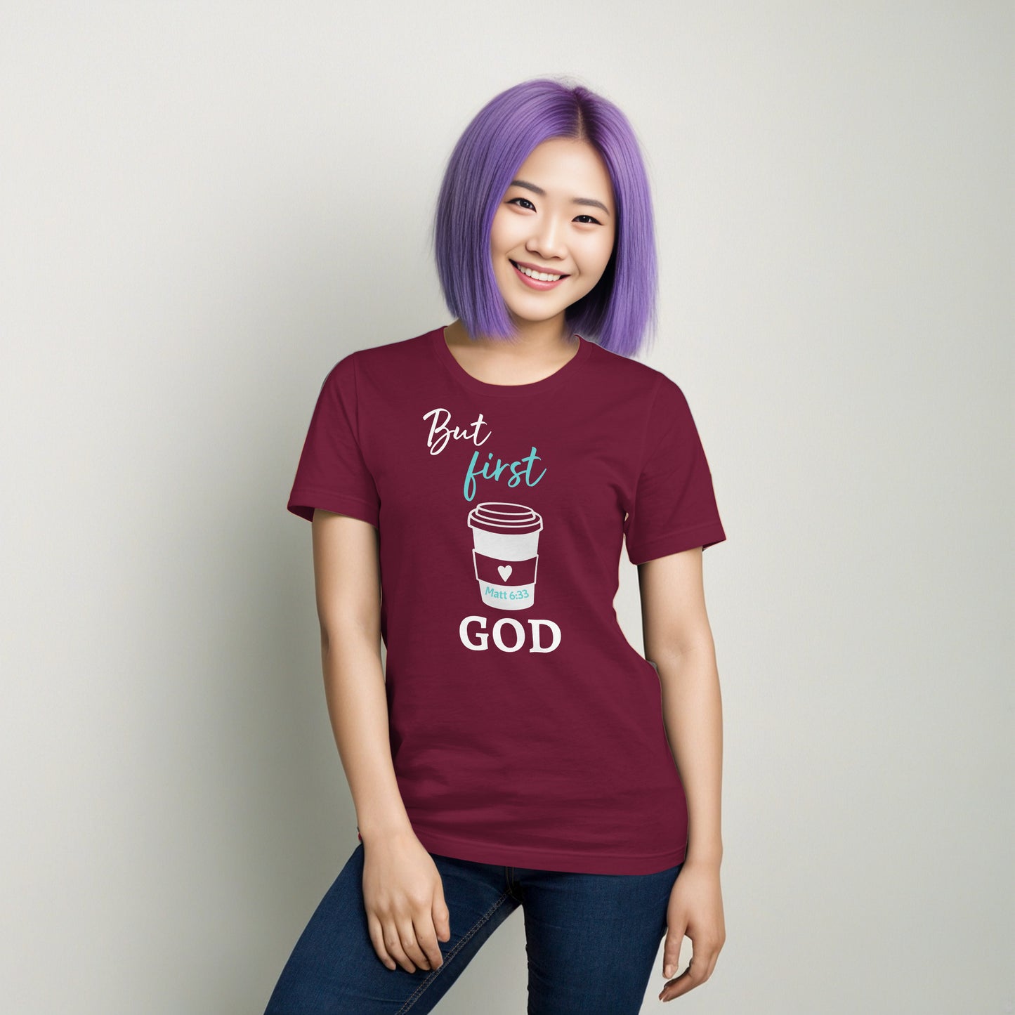 But first GOD Coffee Cup Heart (Matt 6:33) Unisex T-Shirt