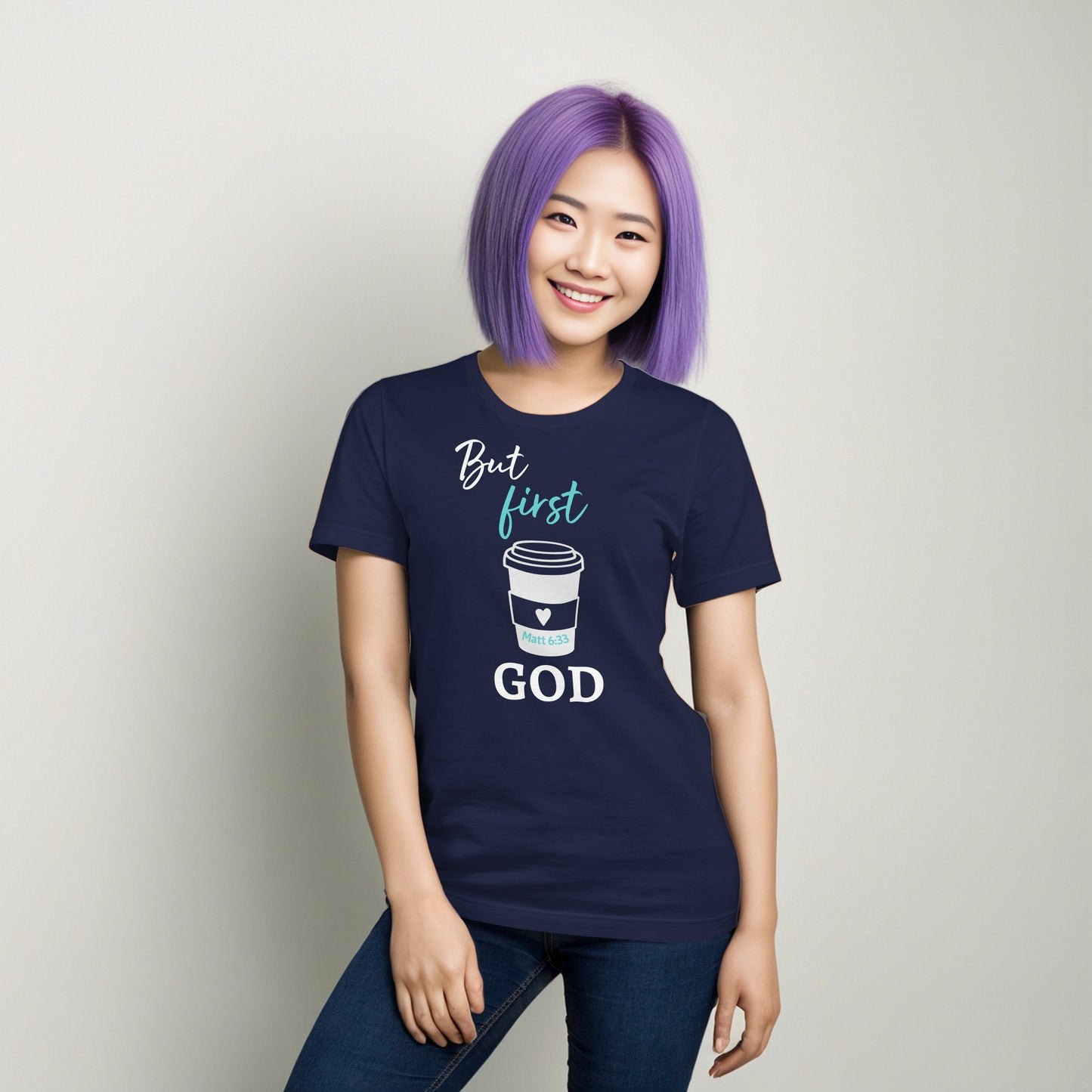 But first GOD Coffee Cup Heart (Matt 6:33) Unisex T-Shirt