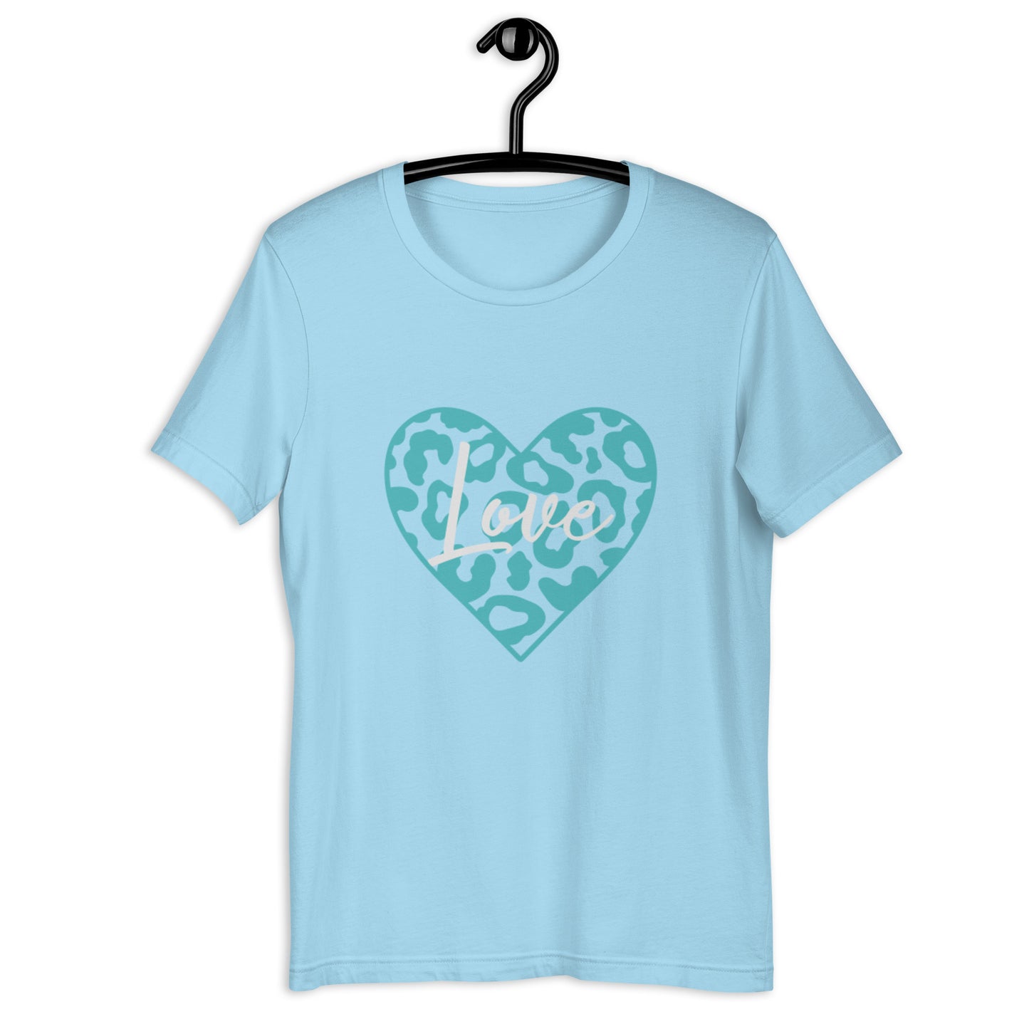 Love Leopard Heart Teal Unisex t-shirt (Spring)