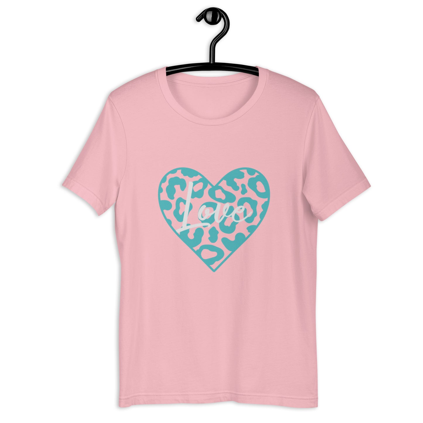 Love Leopard Heart Teal Unisex t-shirt (Spring)