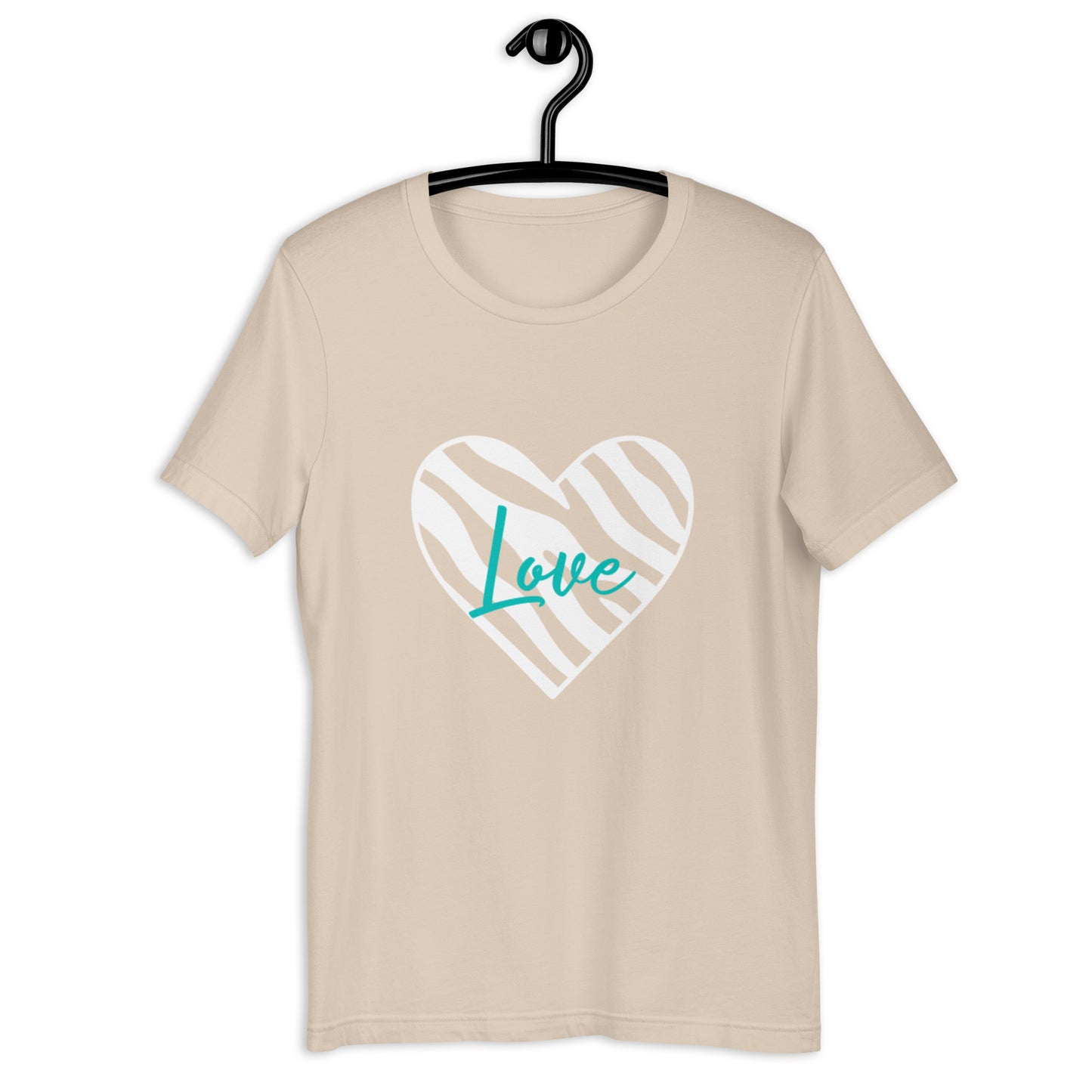 Love Zebra Heart White/Teal Unisex t-shirt (Spring)