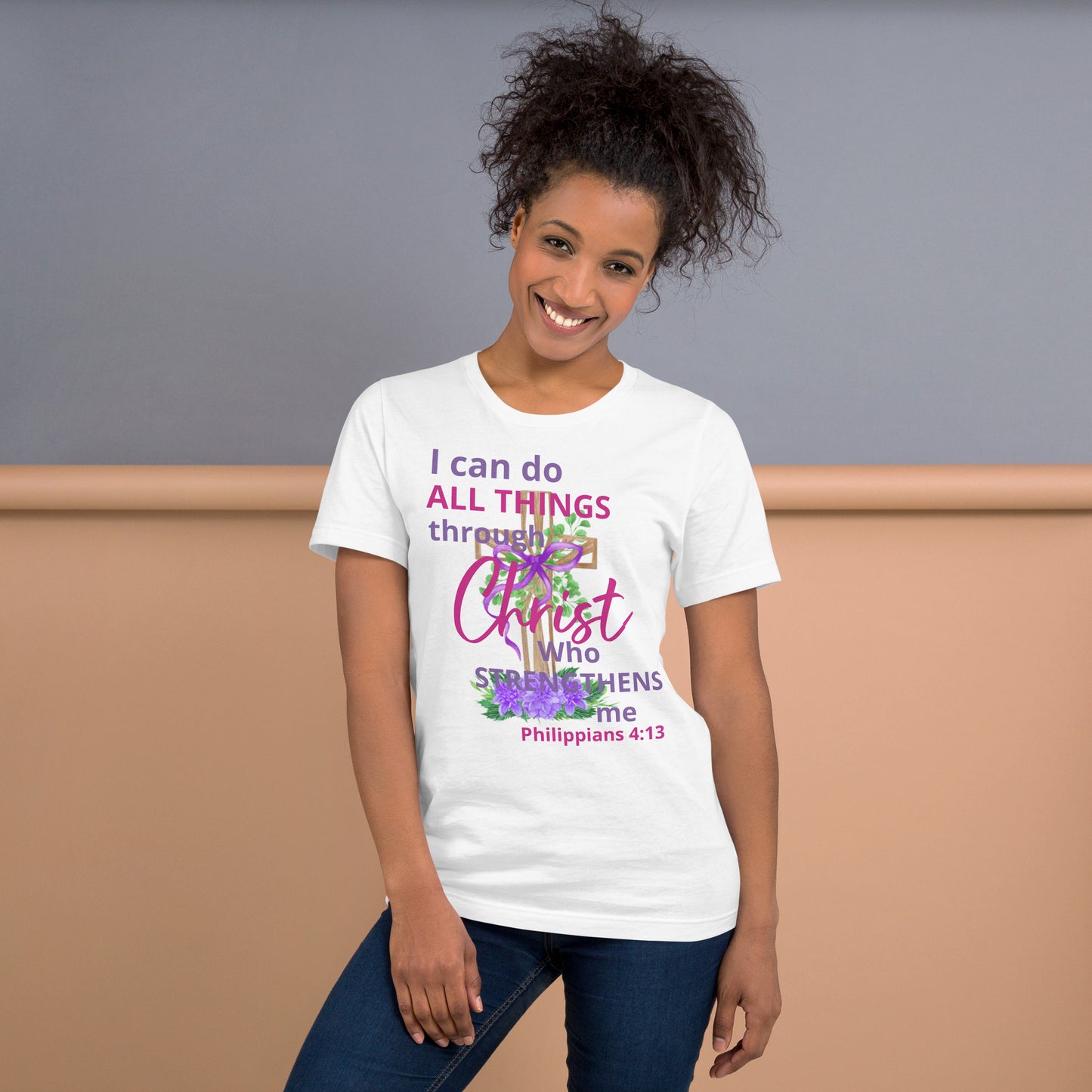 I Can Do All Things Through Christ Floral Phi 4:13 Unisex T-shirt