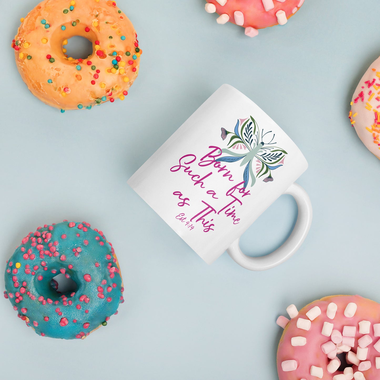 For Such a Time Butterfly White glossy mug