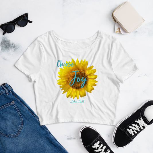 Choose Joy Sunflower JN 15:11 Women’s Crop Tee