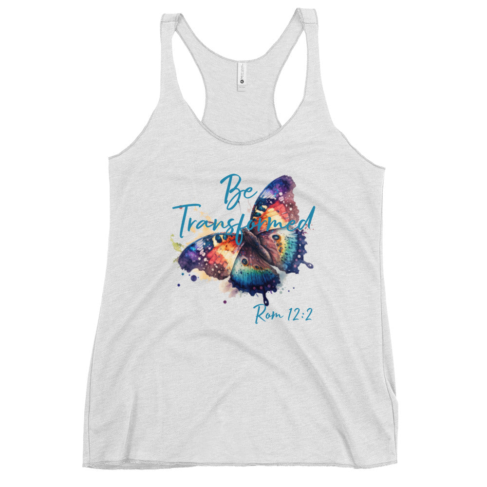 Be Transformed Butterfly Rom 12:2 Women's Racerback Tank