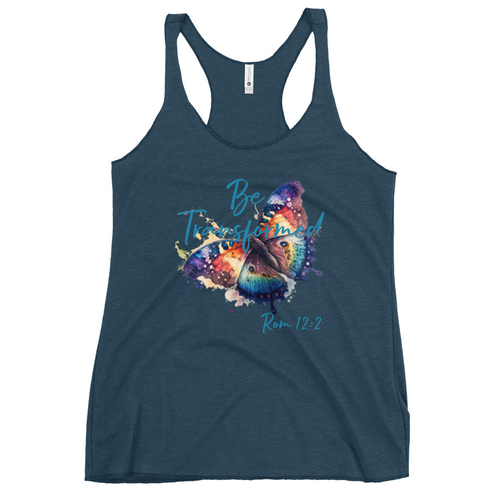 Be Transformed Butterfly Rom 12:2 Women's Racerback Tank
