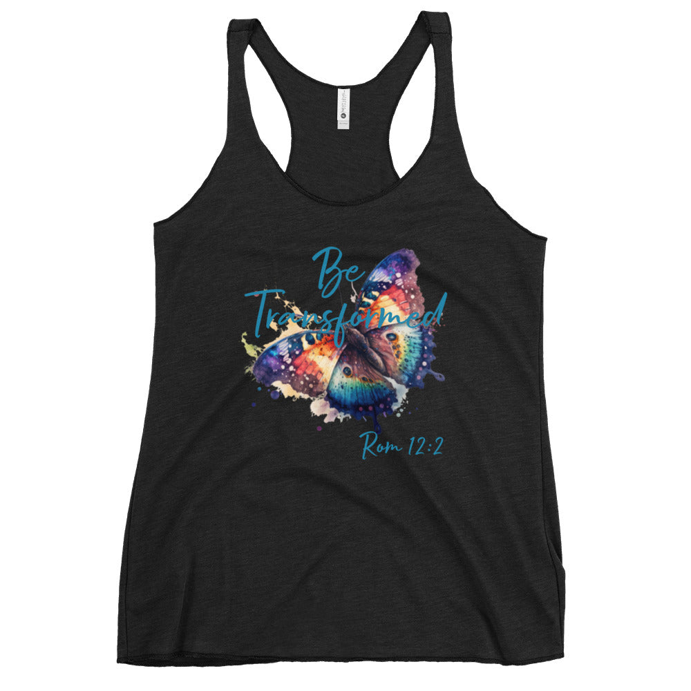 Be Transformed Butterfly Rom 12:2 Women's Racerback Tank