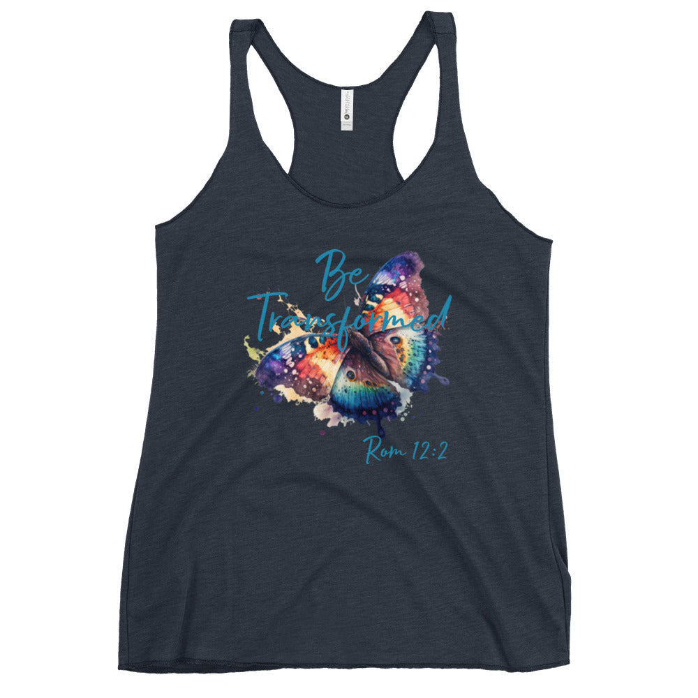 Be Transformed Butterfly Rom 12:2 Women's Racerback Tank