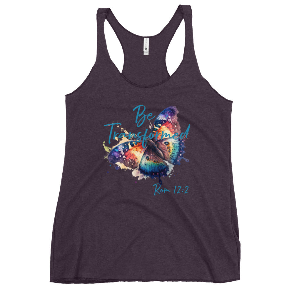 Be Transformed Butterfly Rom 12:2 Women's Racerback Tank