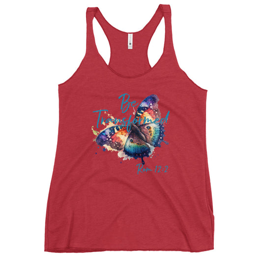Be Transformed Butterfly Rom 12:2 Women's Racerback Tank