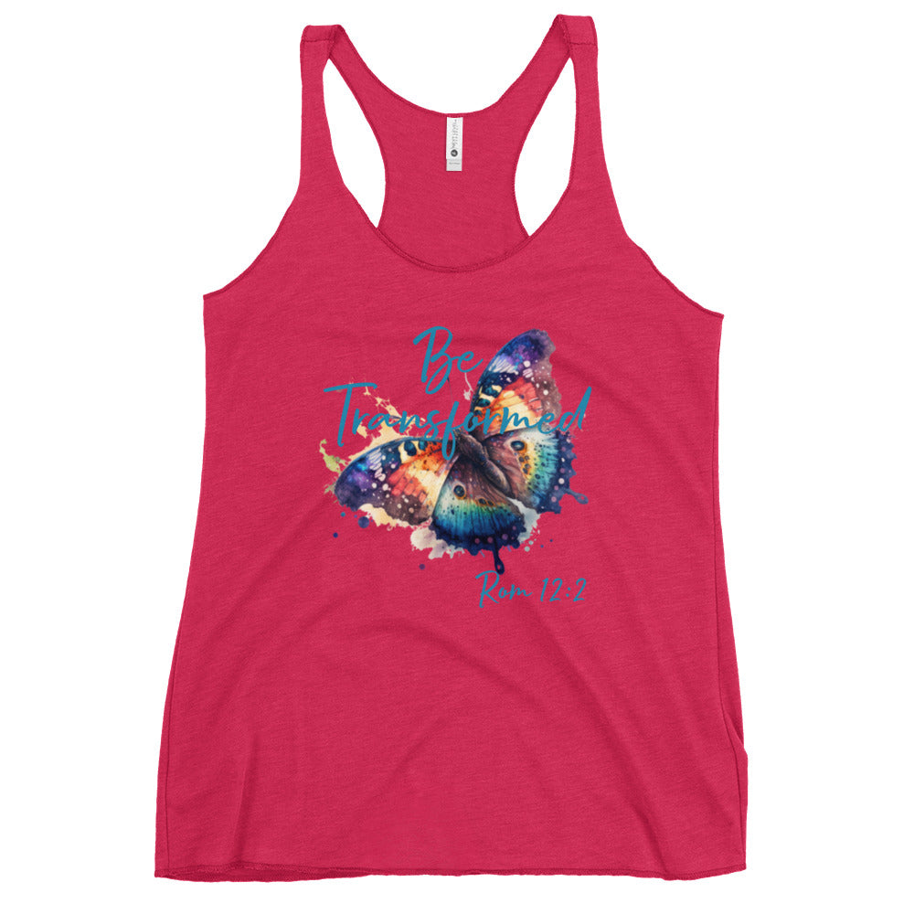 Be Transformed Butterfly Rom 12:2 Women's Racerback Tank